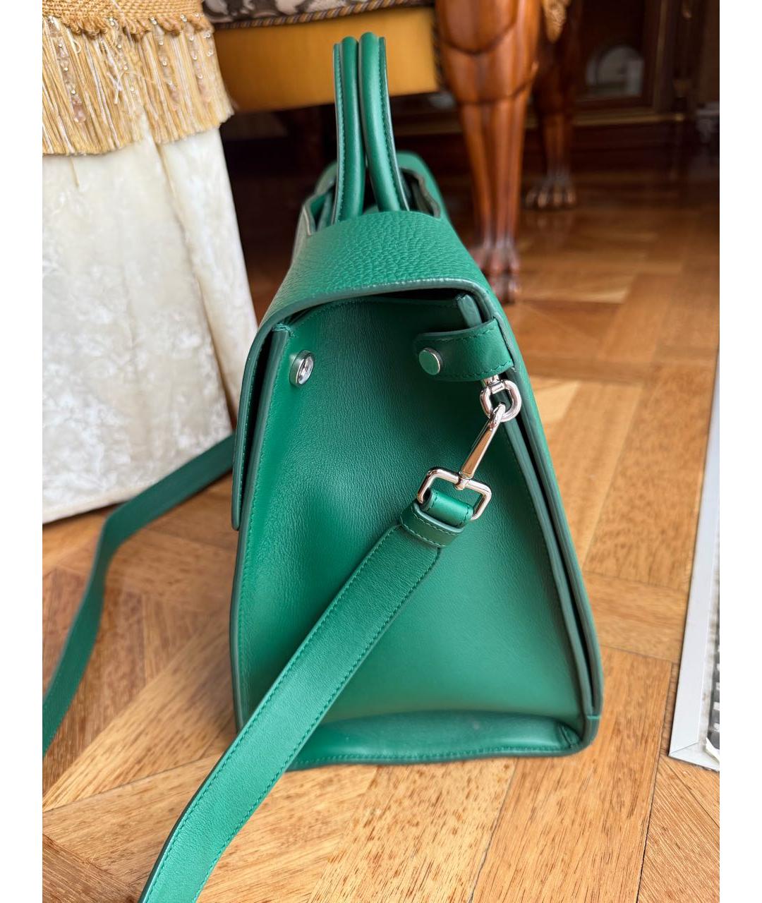 CHRISTIAN DIOR Зеленая кожаная сумка с короткими ручками, фото 2
