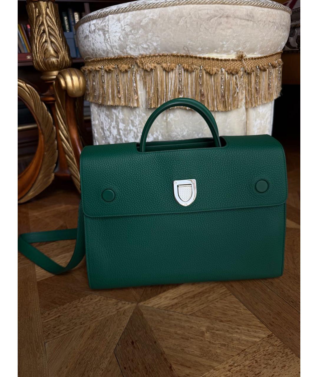 CHRISTIAN DIOR Зеленая кожаная сумка с короткими ручками, фото 6