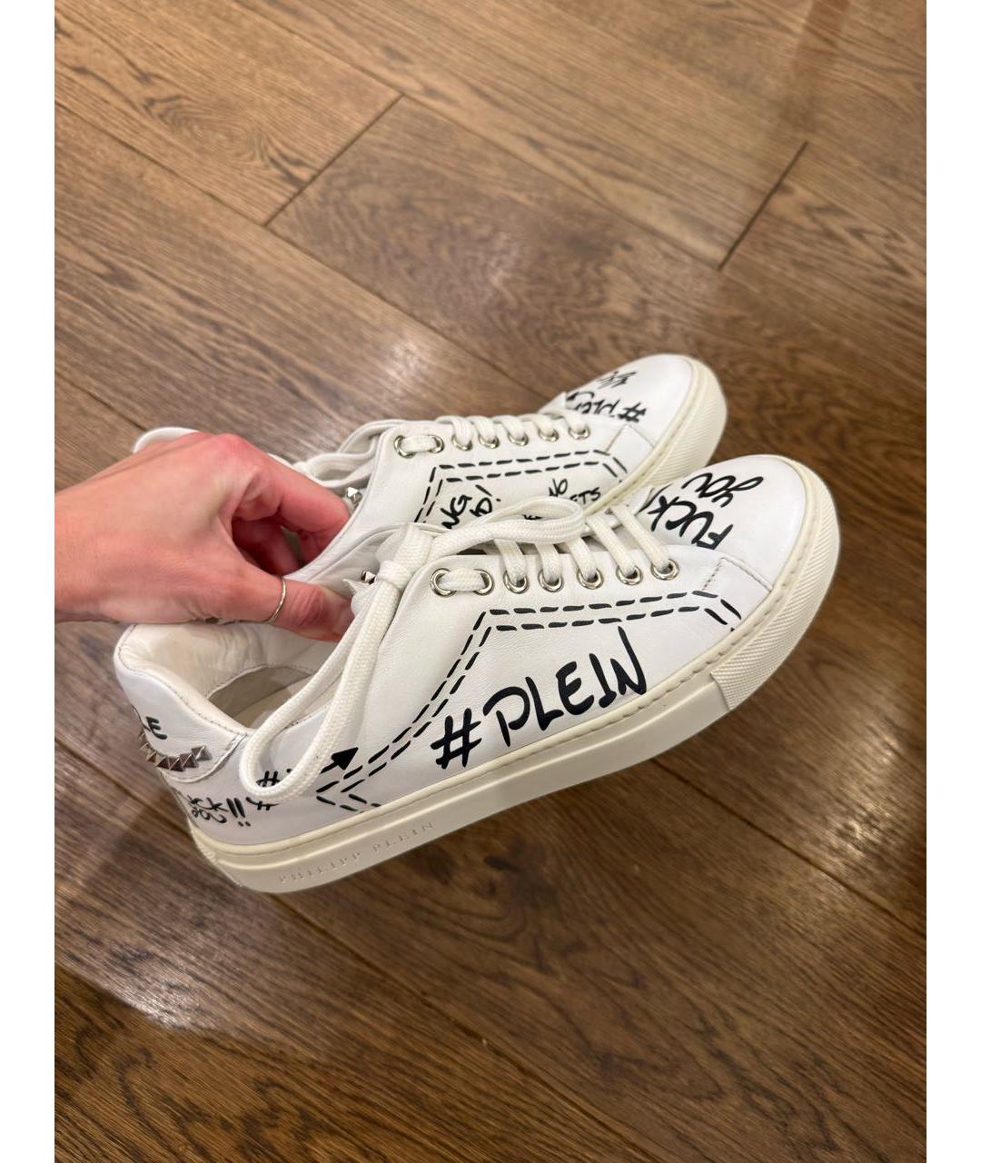 PHILIPP PLEIN Белые кожаные кеды, фото 6