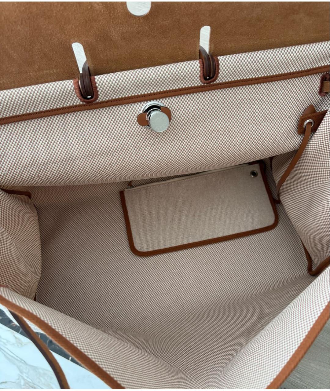 HERMES Бежевая тканевая сумка через плечо, фото 4