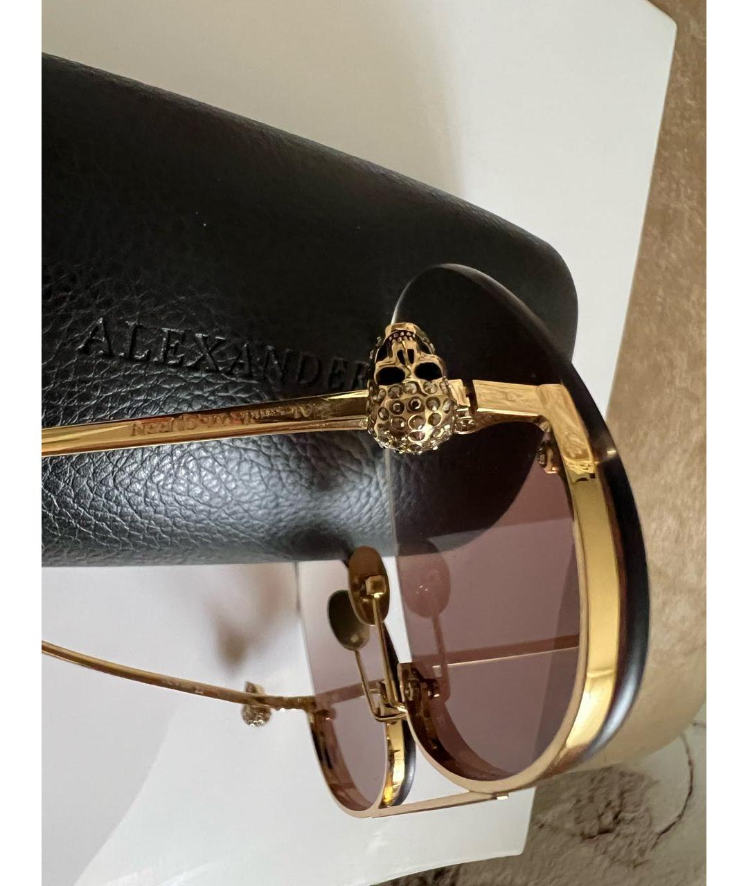 ALEXANDER MCQUEEN Коричневые металлические солнцезащитные очки, фото 2