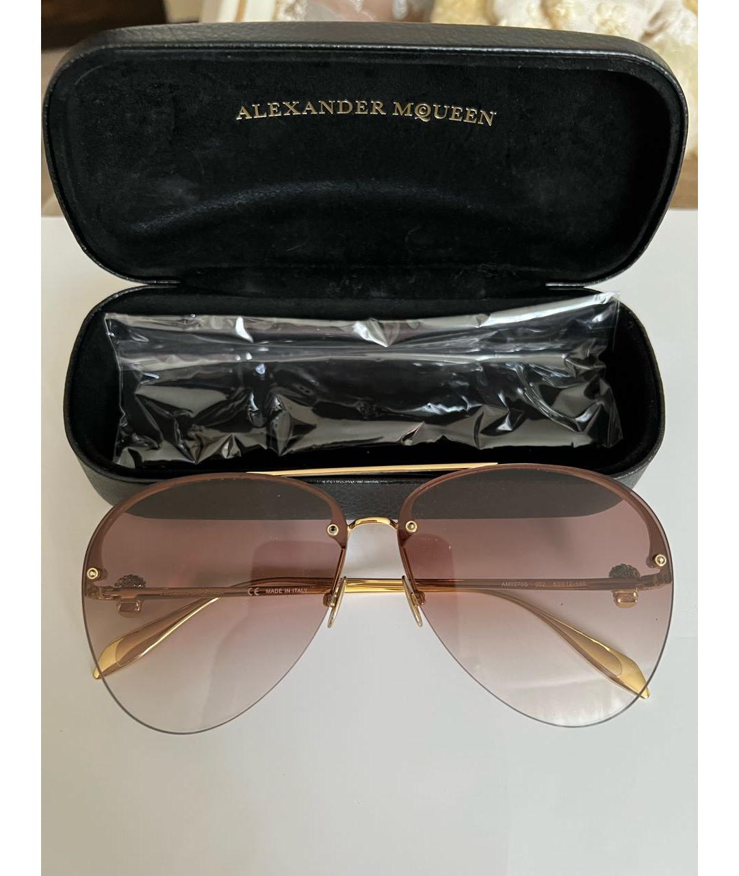 ALEXANDER MCQUEEN Коричневые металлические солнцезащитные очки, фото 9
