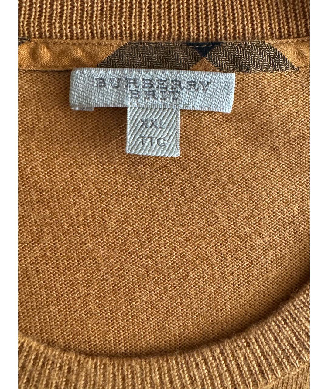 BURBERRY Оранжевый шерстяной джемпер / свитер, фото 3