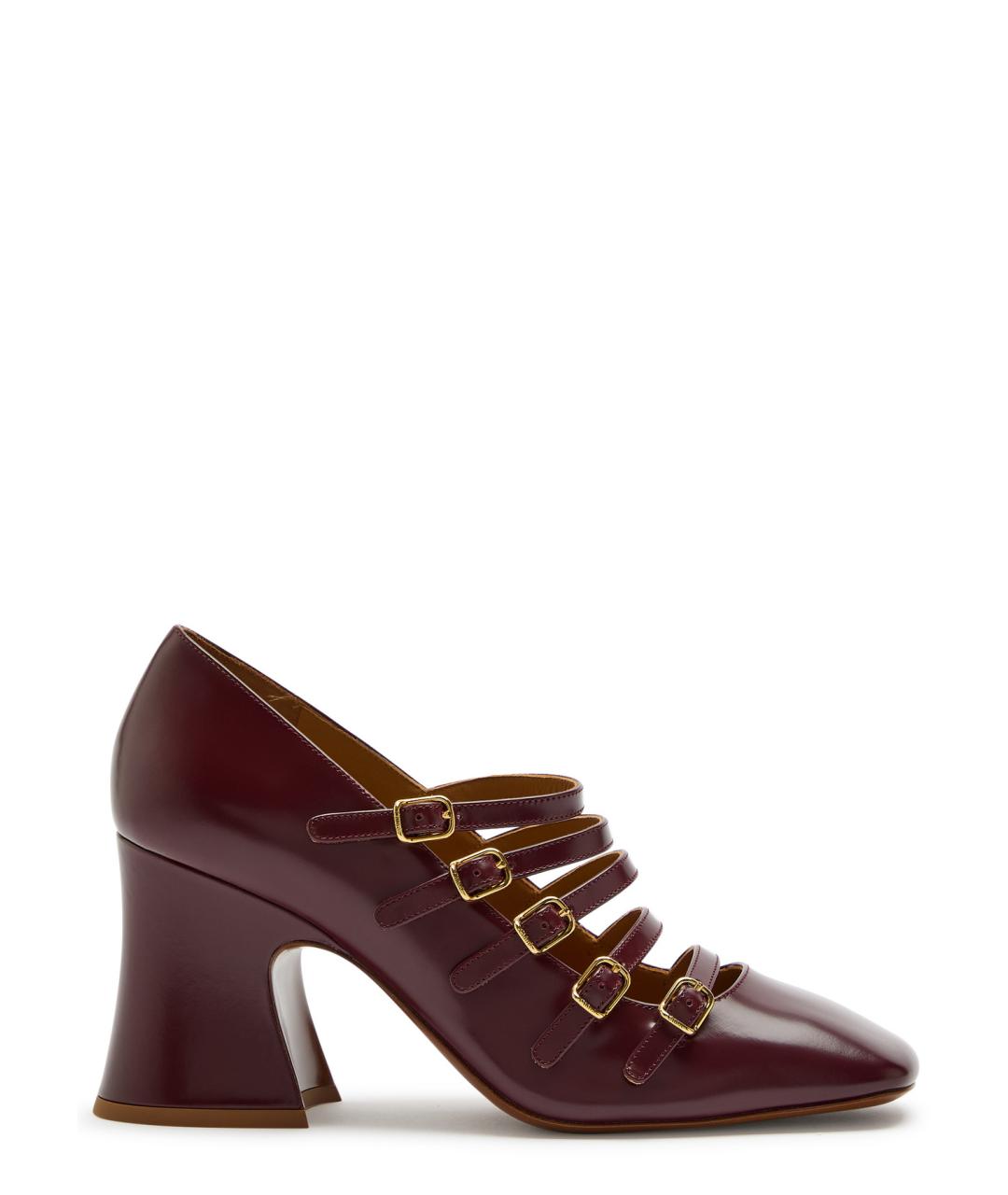 CHLOE Бордовые кожаные туфли, фото 10