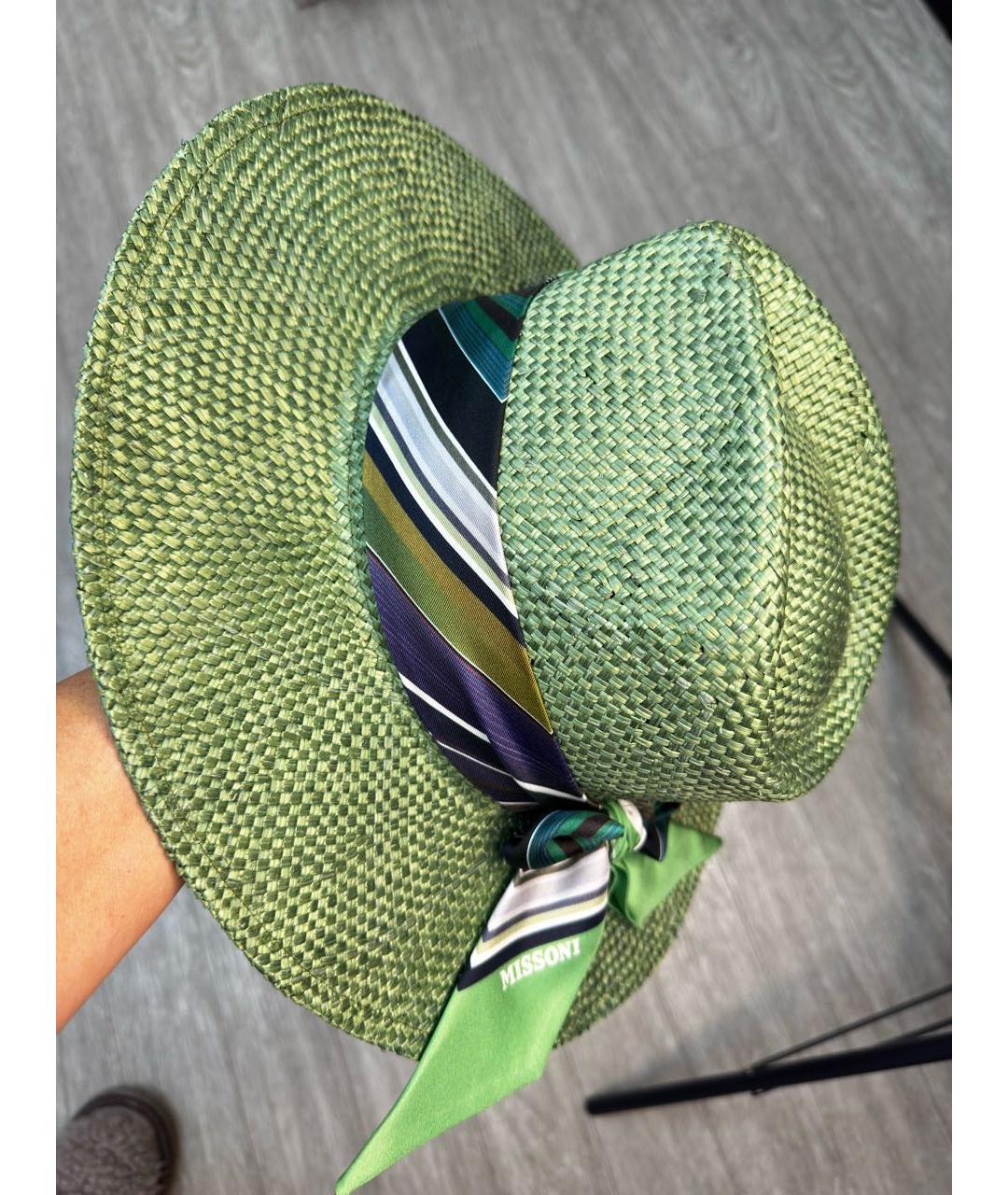 MISSONI Зеленая соломенная шляпа, фото 4