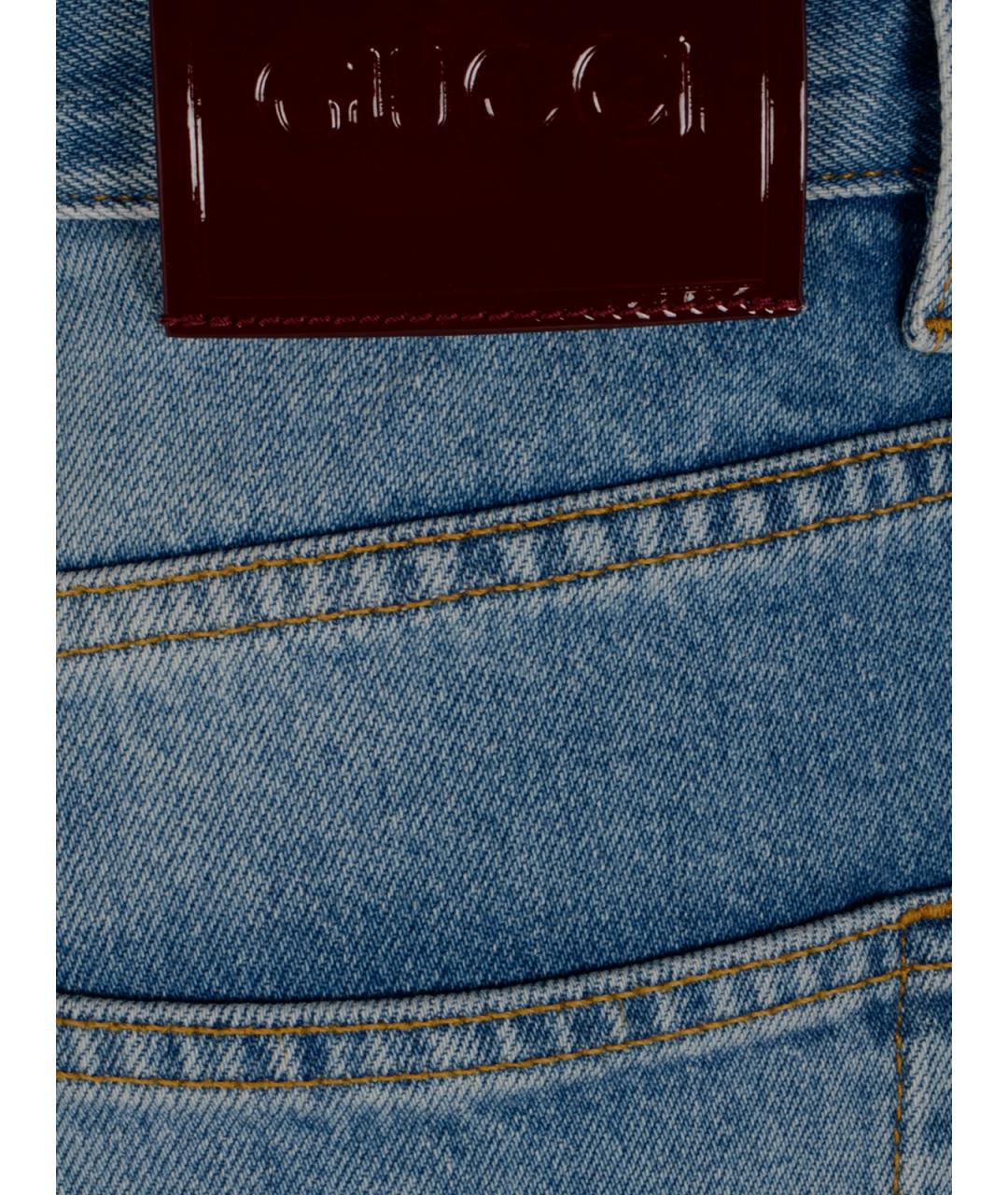 GUCCI Синие хлопковые прямые джинсы, фото 3
