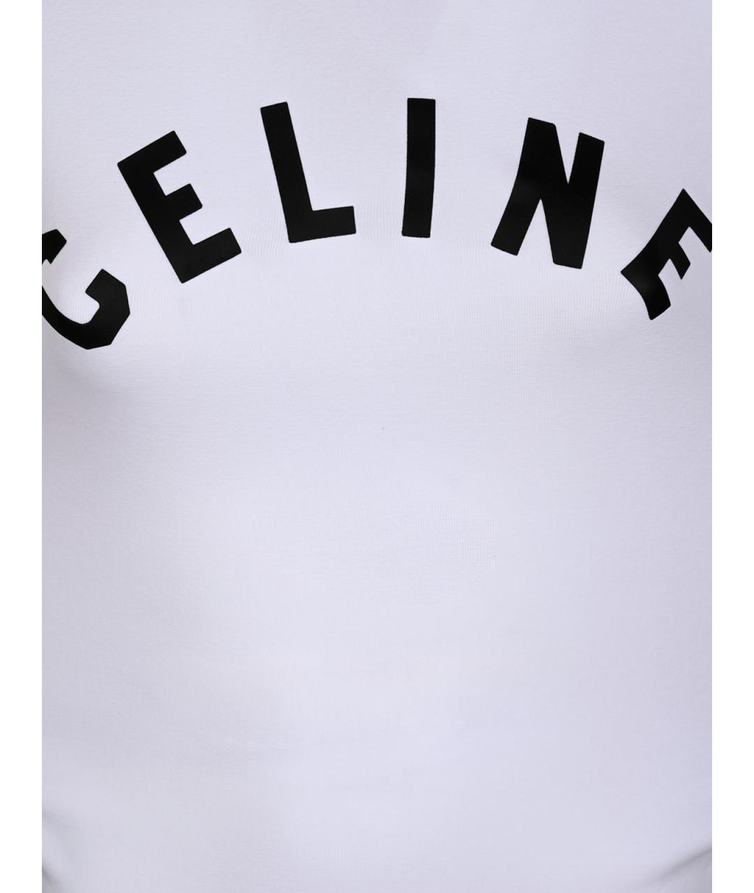 CELINE Белая хлопковая футболка, фото 5