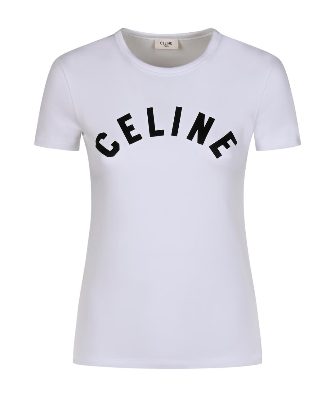 CELINE Белая хлопковая футболка, фото 2
