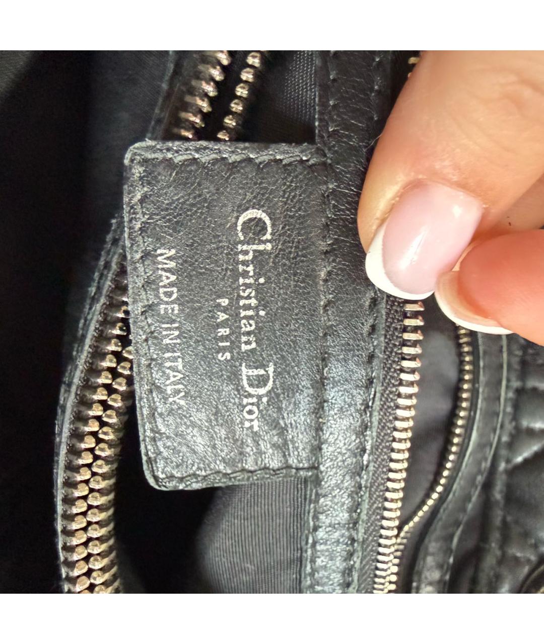 CHRISTIAN DIOR Черная кожаная сумка с короткими ручками, фото 6