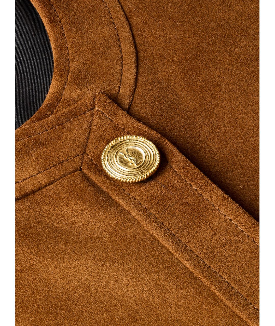 SAINT LAURENT Коричневая замшевая куртка, фото 3