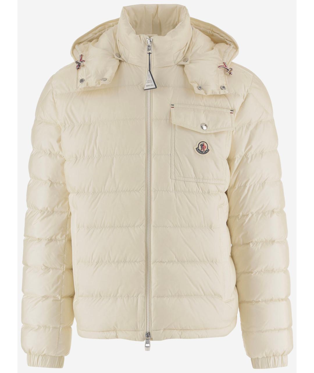 MONCLER Белый полиамидовый пуховик, фото 4