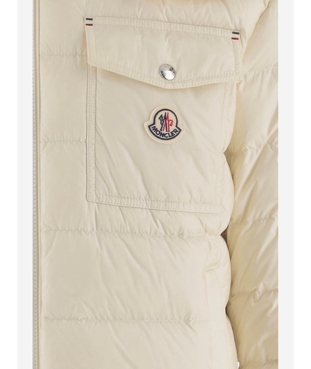 MONCLER Белый полиамидовый пуховик, фото 3