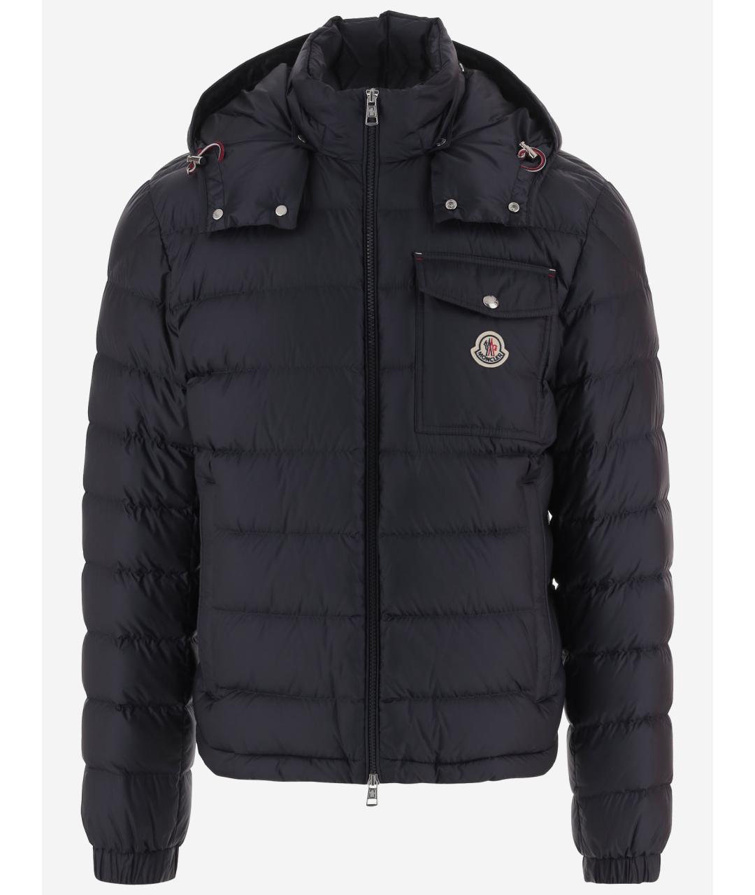 MONCLER Темно-синий полиамидовый пуховик, фото 4