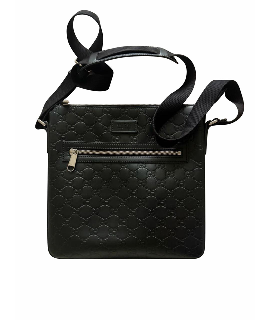 GUCCI Черная кожаная барсетка, фото 1