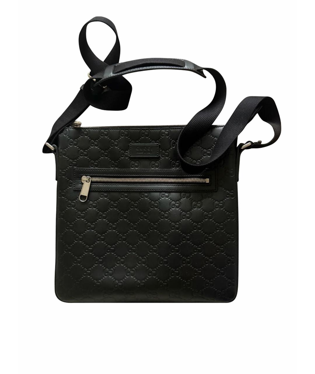 GUCCI Черная кожаная барсетка, фото 4
