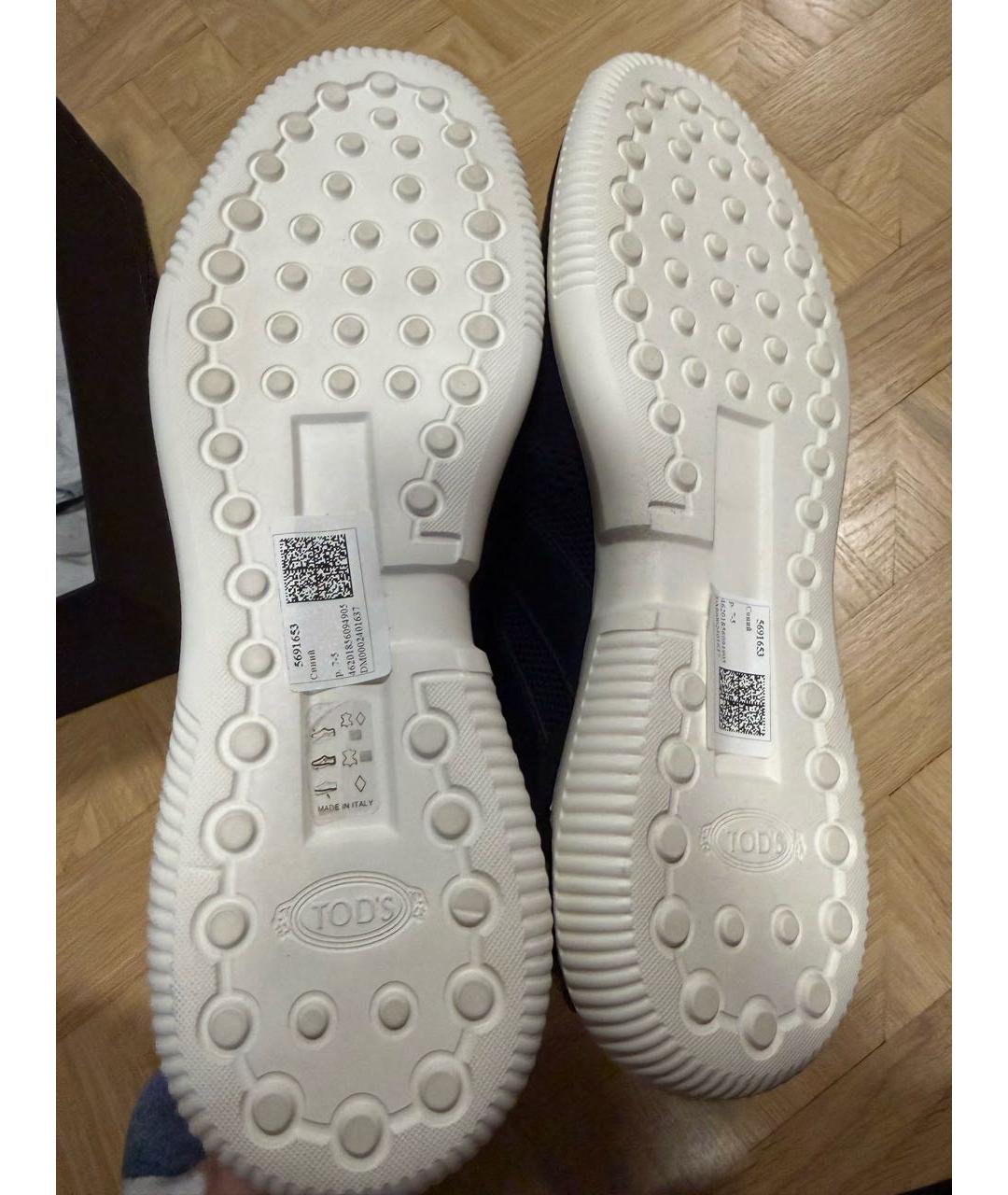 TOD'S Темно-синие текстильные низкие кроссовки / кеды, фото 6