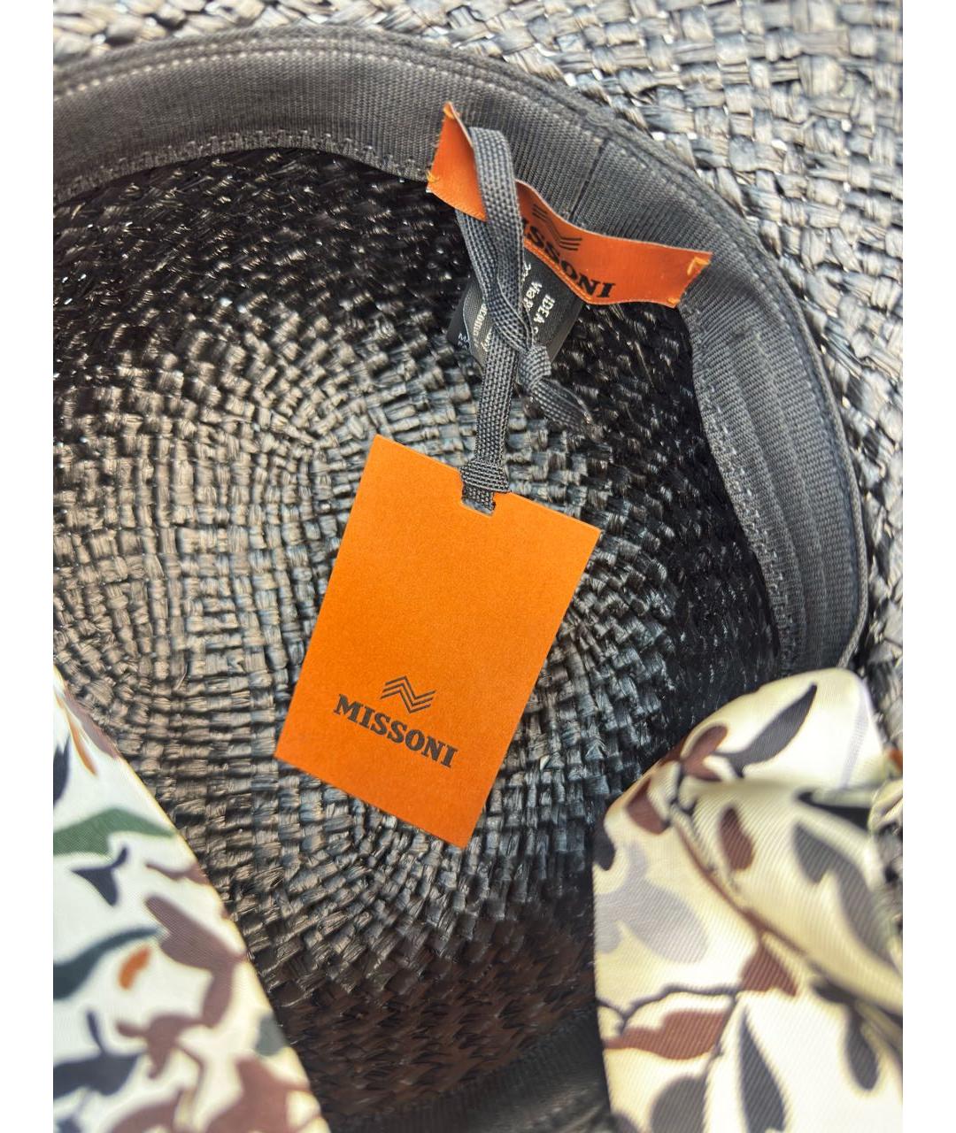 MISSONI Черная соломенная шляпа, фото 7