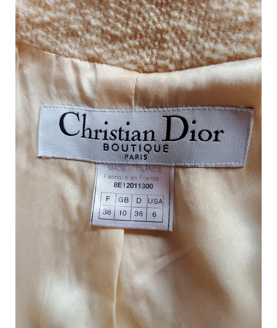 CHRISTIAN DIOR Бежевый шерстяной жакет/пиджак, фото 3