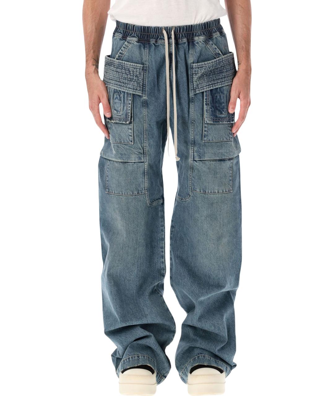 RICK OWENS DRKSHDW Синие хлопковые прямые джинсы, фото 1