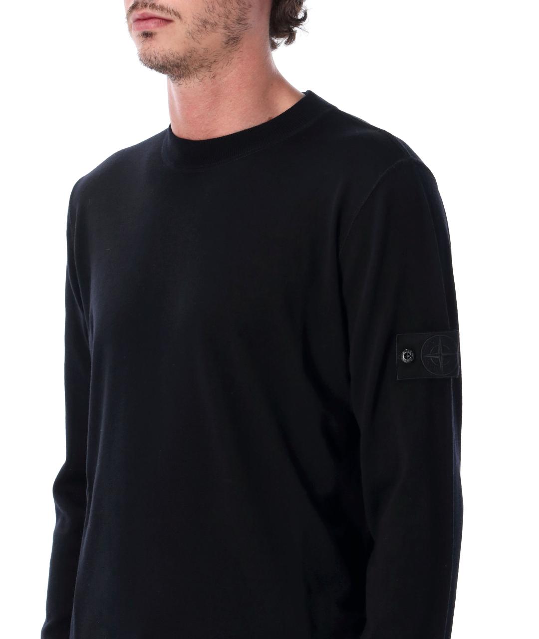 STONE ISLAND Черный шерстяной джемпер / свитер, фото 3