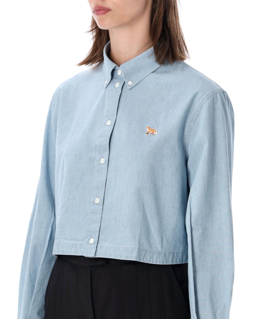 MAISON KITSUNE Голубая хлопковая рубашка, фото 3