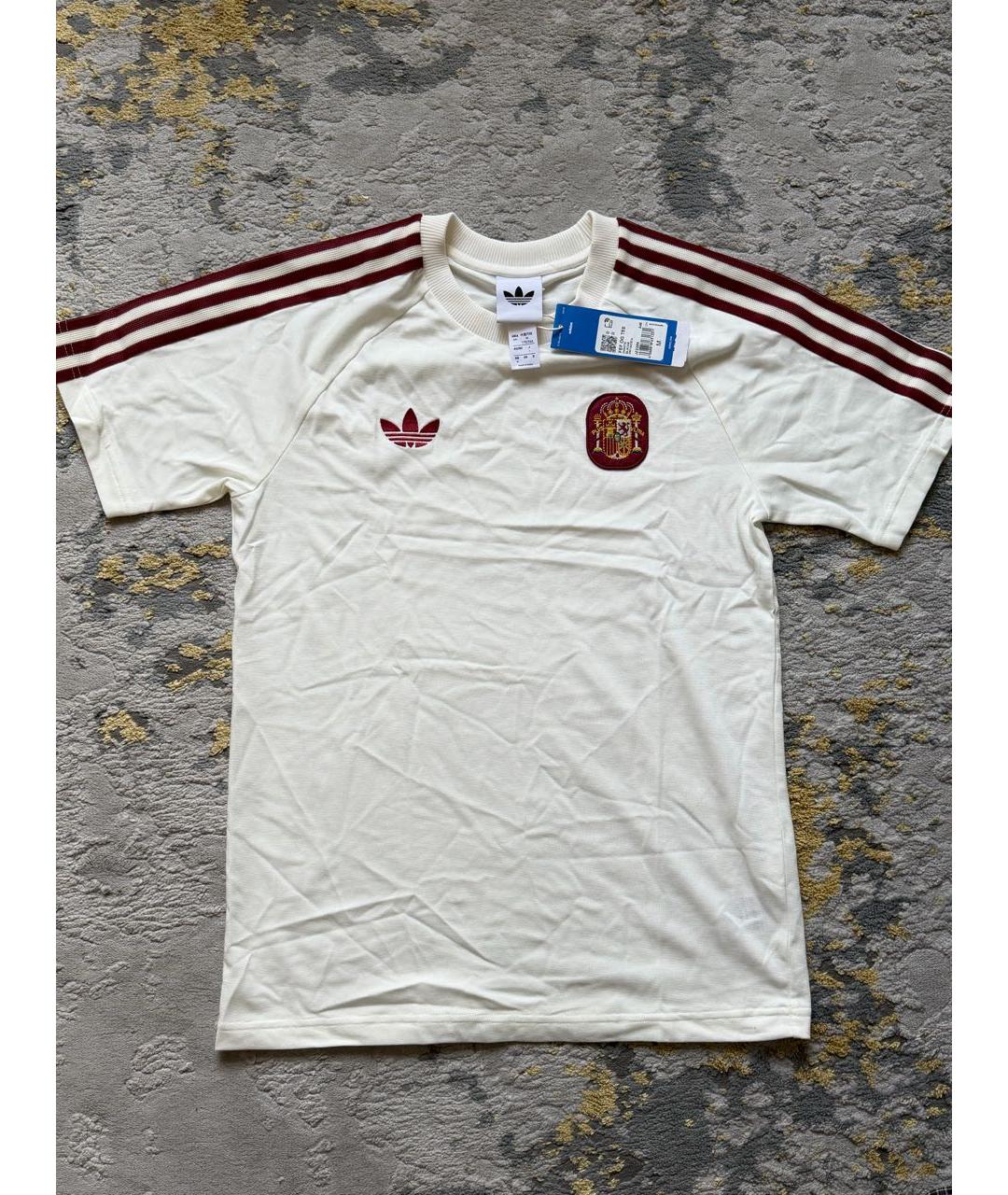 ADIDAS Белая хлопко-полиэстеровая футболка, фото 4
