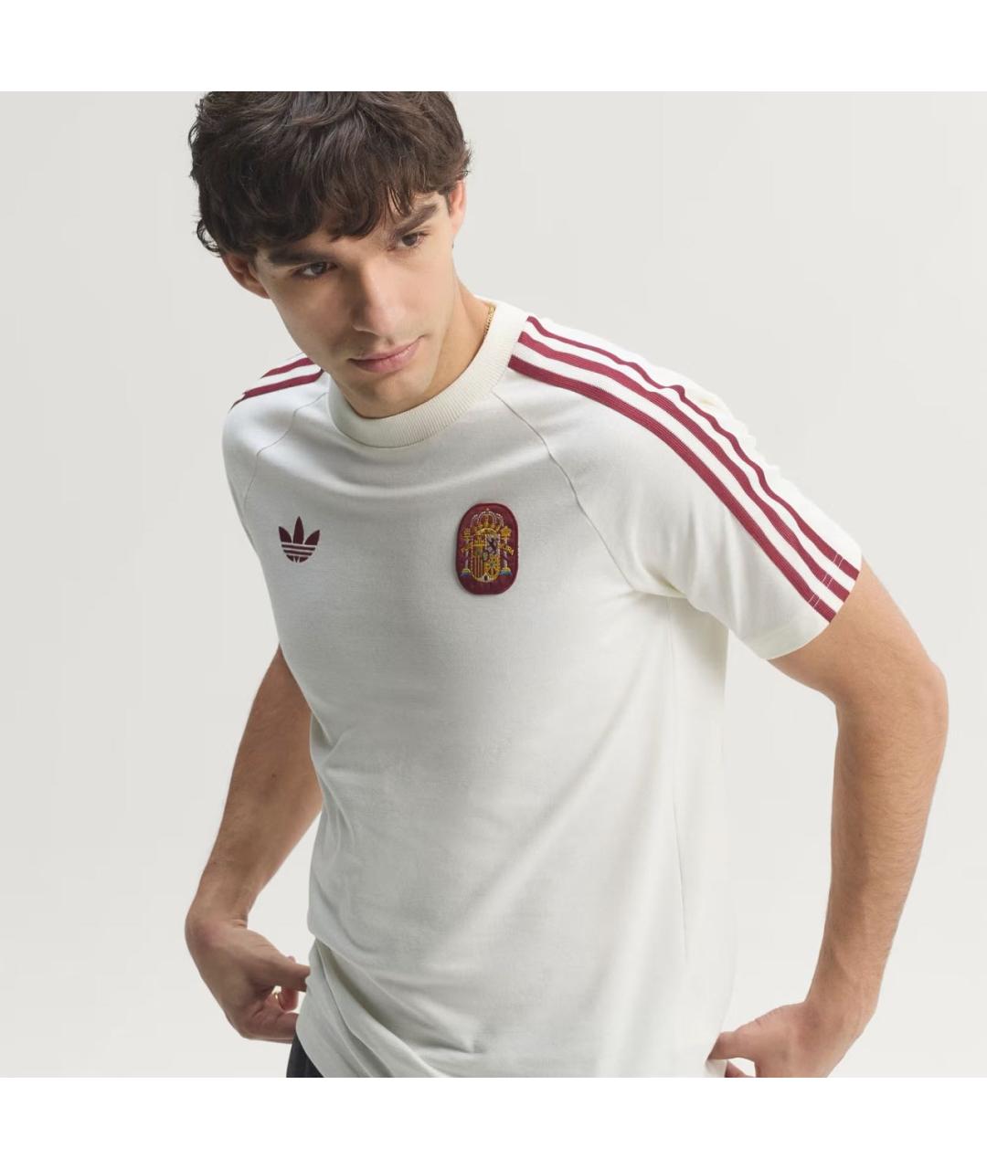 ADIDAS Белая хлопко-полиэстеровая футболка, фото 2