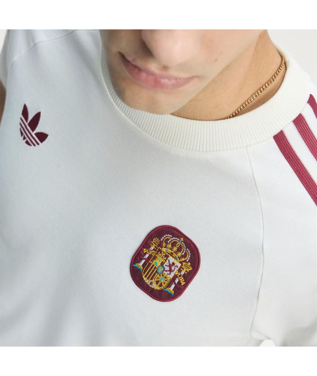 ADIDAS Белая хлопко-полиэстеровая футболка, фото 3