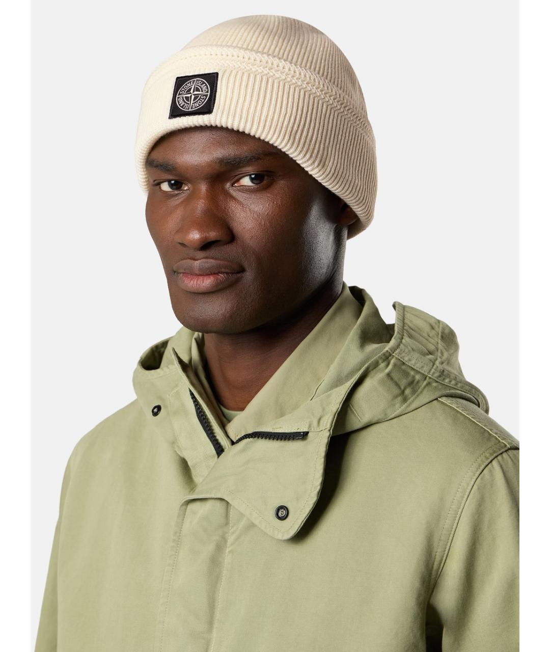 STONE ISLAND Бежевая хлопковая шапка, фото 3