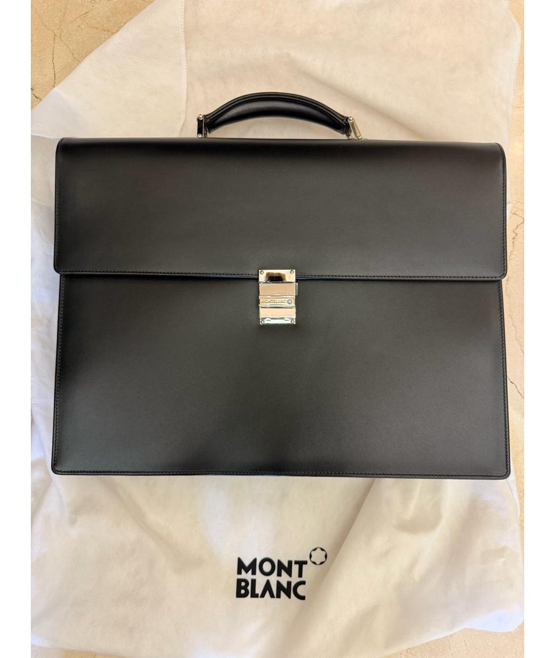 MONTBLANC Черный кожаный портфель, фото 9