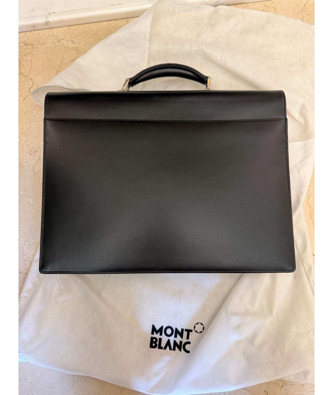 MONTBLANC Черный кожаный портфель, фото 3