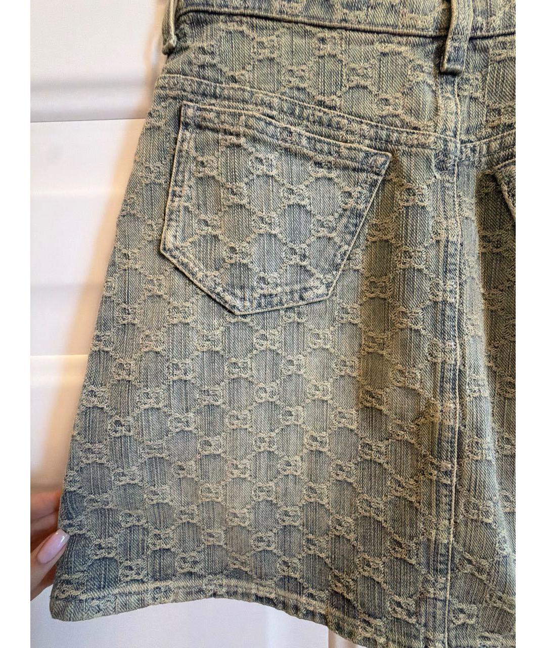 GUCCI Бежевая деним юбка мини, фото 4