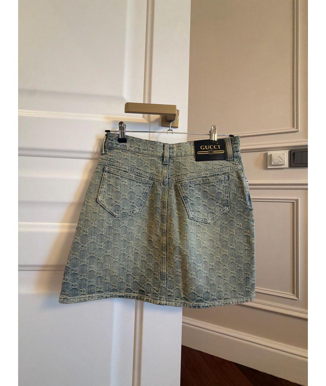 GUCCI Бежевая деним юбка мини, фото 2