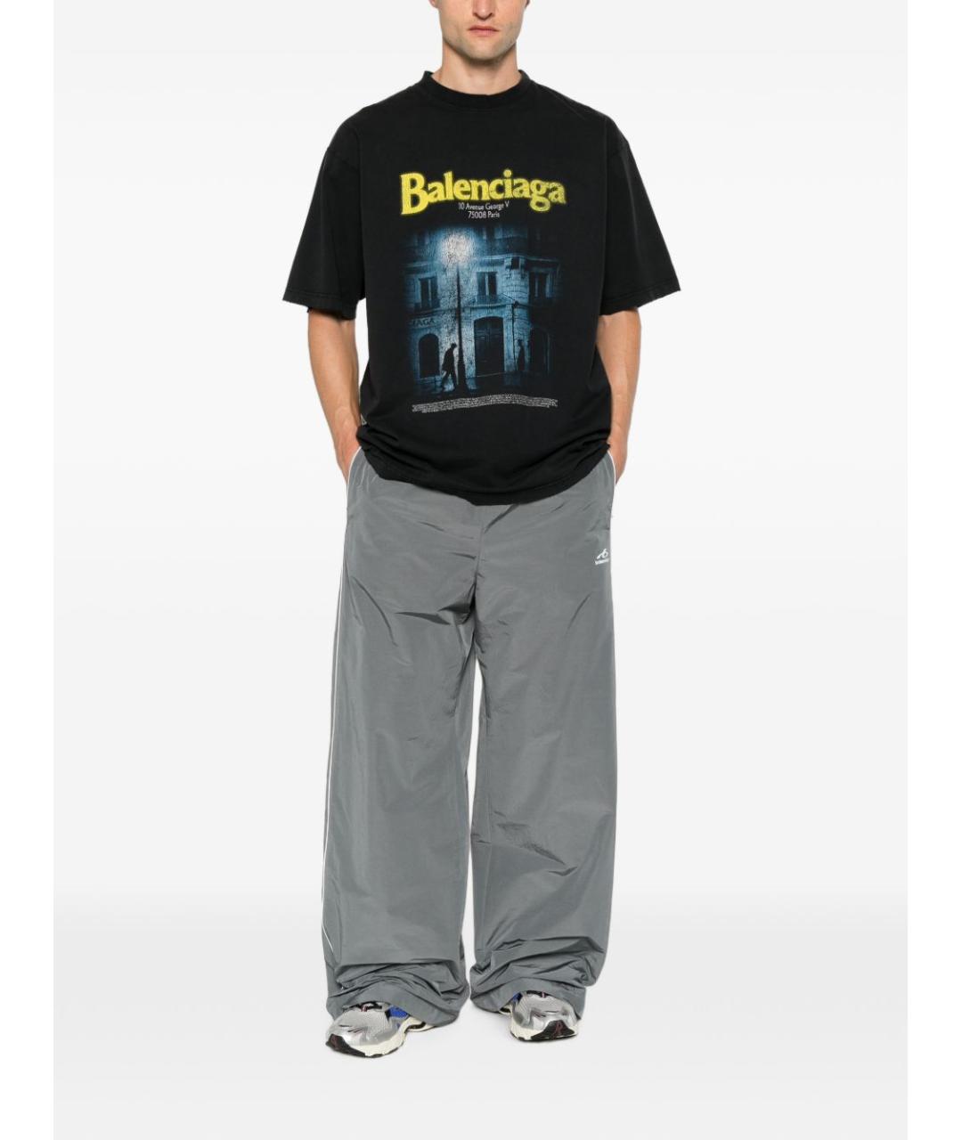 BALENCIAGA Черная хлопковая футболка, фото 3