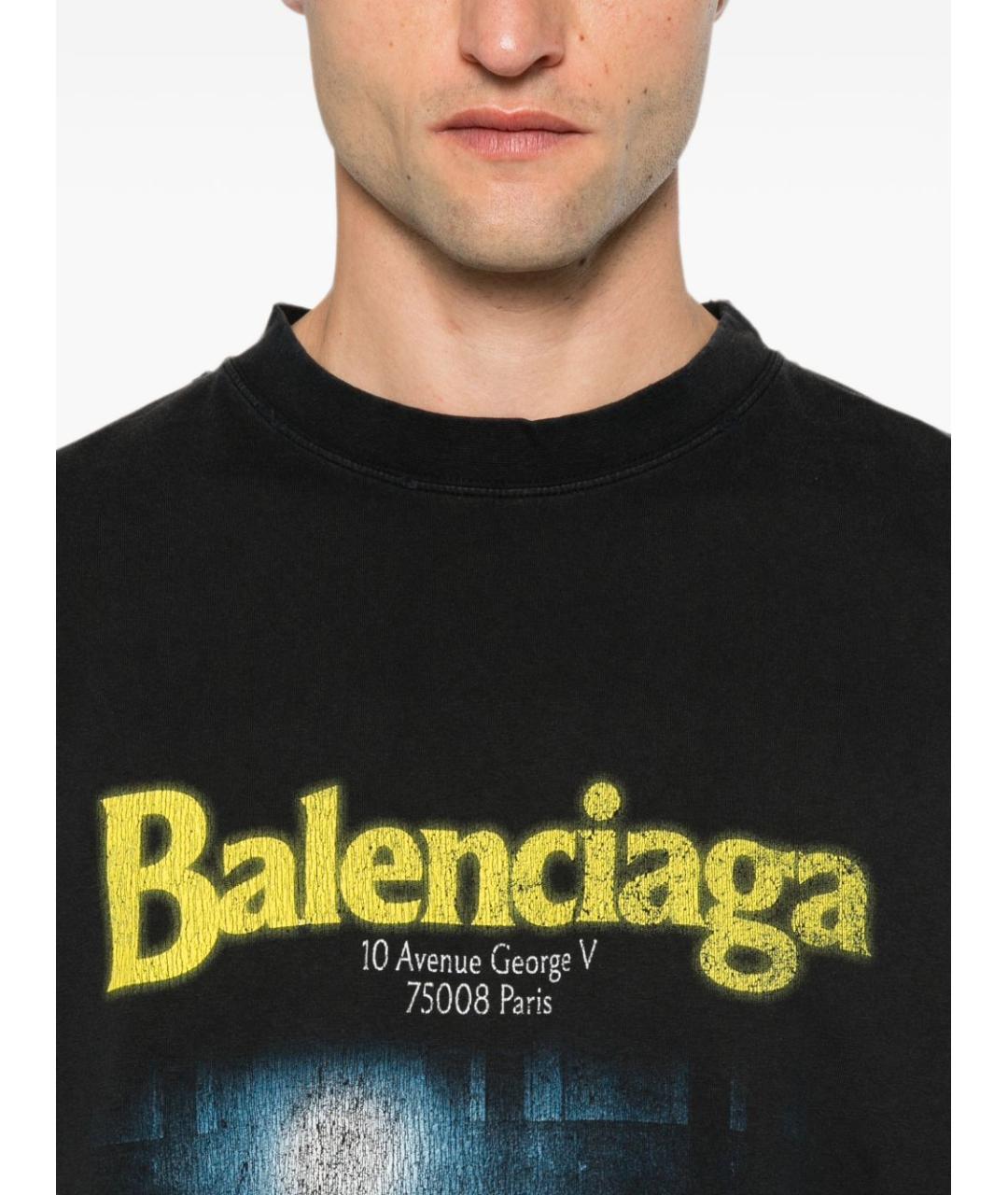 BALENCIAGA Черная хлопковая футболка, фото 2