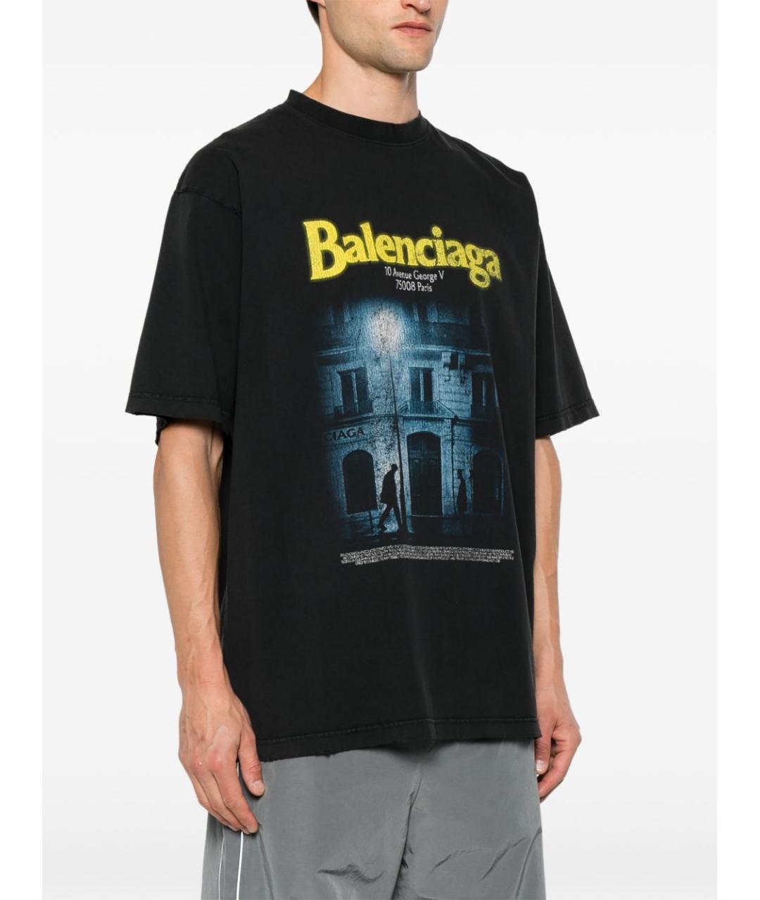 BALENCIAGA Черная хлопковая футболка, фото 4