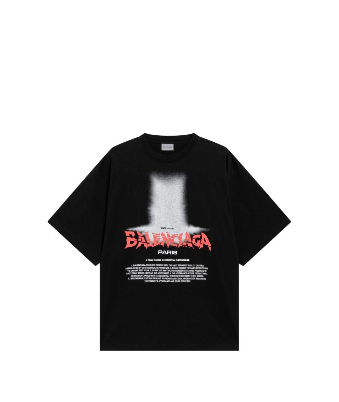 BALENCIAGA Черная хлопковая футболка, фото 1