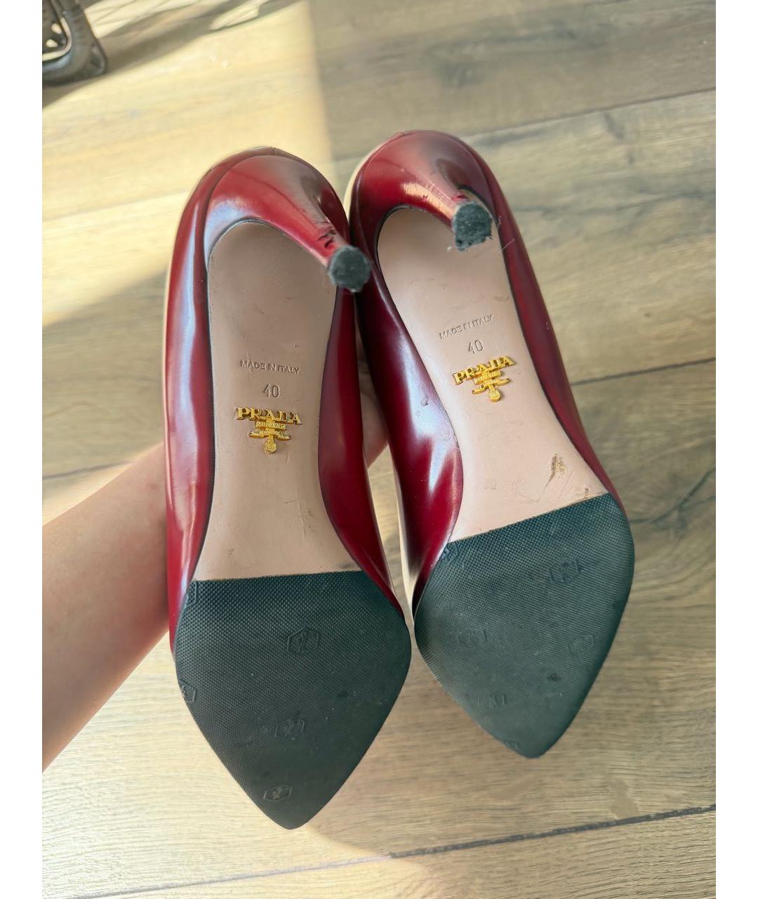 PRADA Бордовые кожаные туфли, фото 3