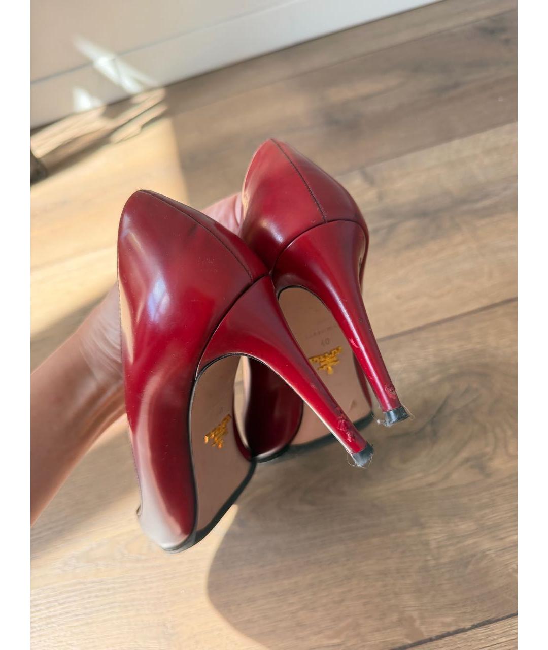 PRADA Бордовые кожаные туфли, фото 4