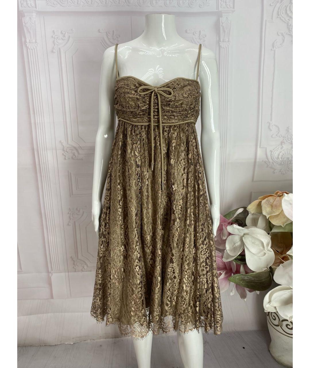 DOLCE&GABBANA Бежевое хлопковое коктейльное платье, фото 6
