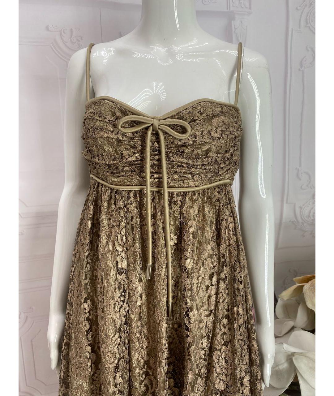 DOLCE&GABBANA Бежевое хлопковое коктейльное платье, фото 5