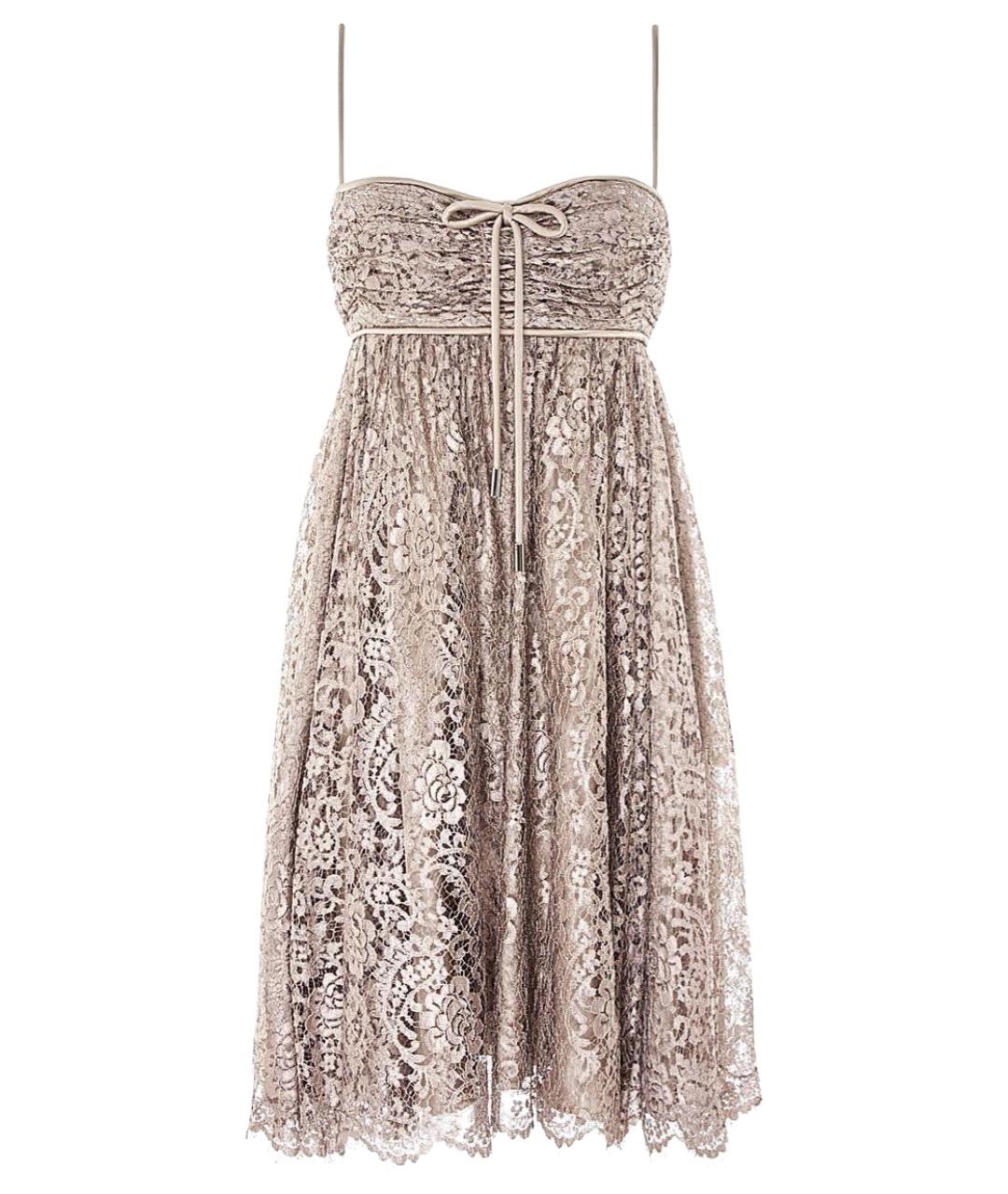 DOLCE&GABBANA Бежевое хлопковое коктейльное платье, фото 1
