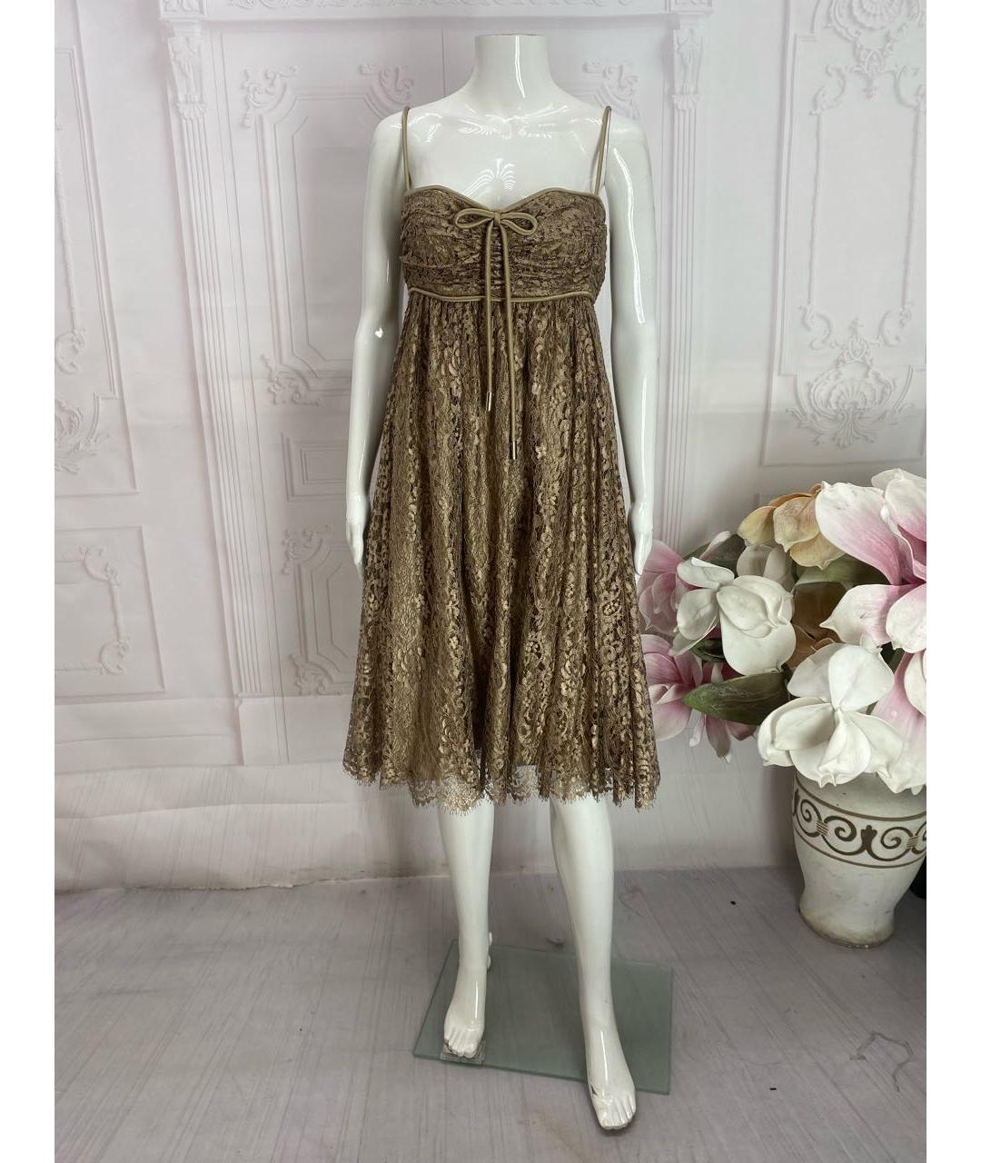 DOLCE&GABBANA Бежевое хлопковое коктейльное платье, фото 8