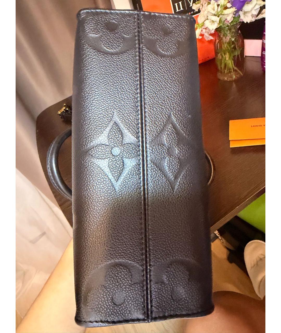 LOUIS VUITTON Черная кожаная сумка тоут, фото 6