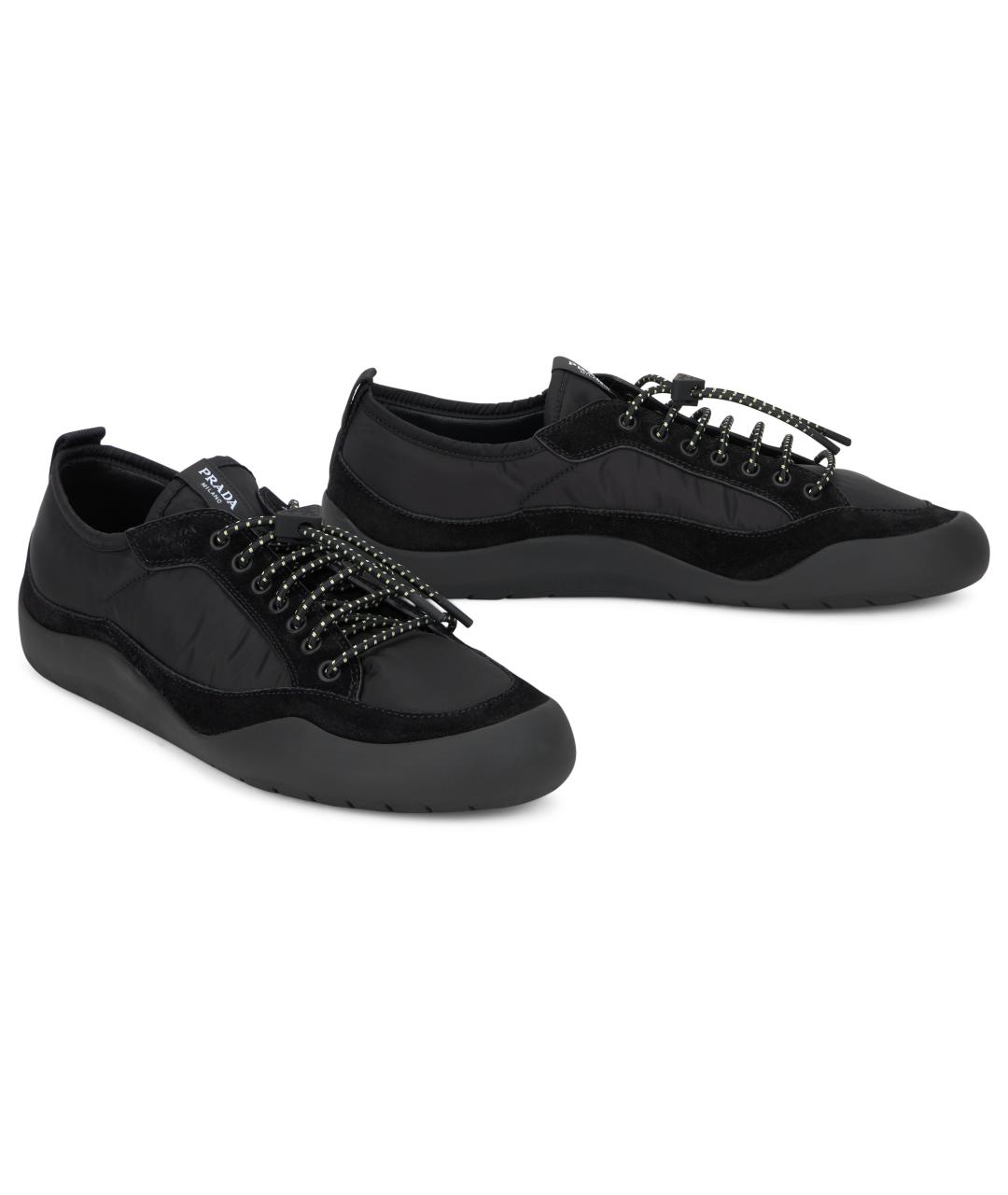 PRADA Черные синтетические низкие кроссовки / кеды, фото 3