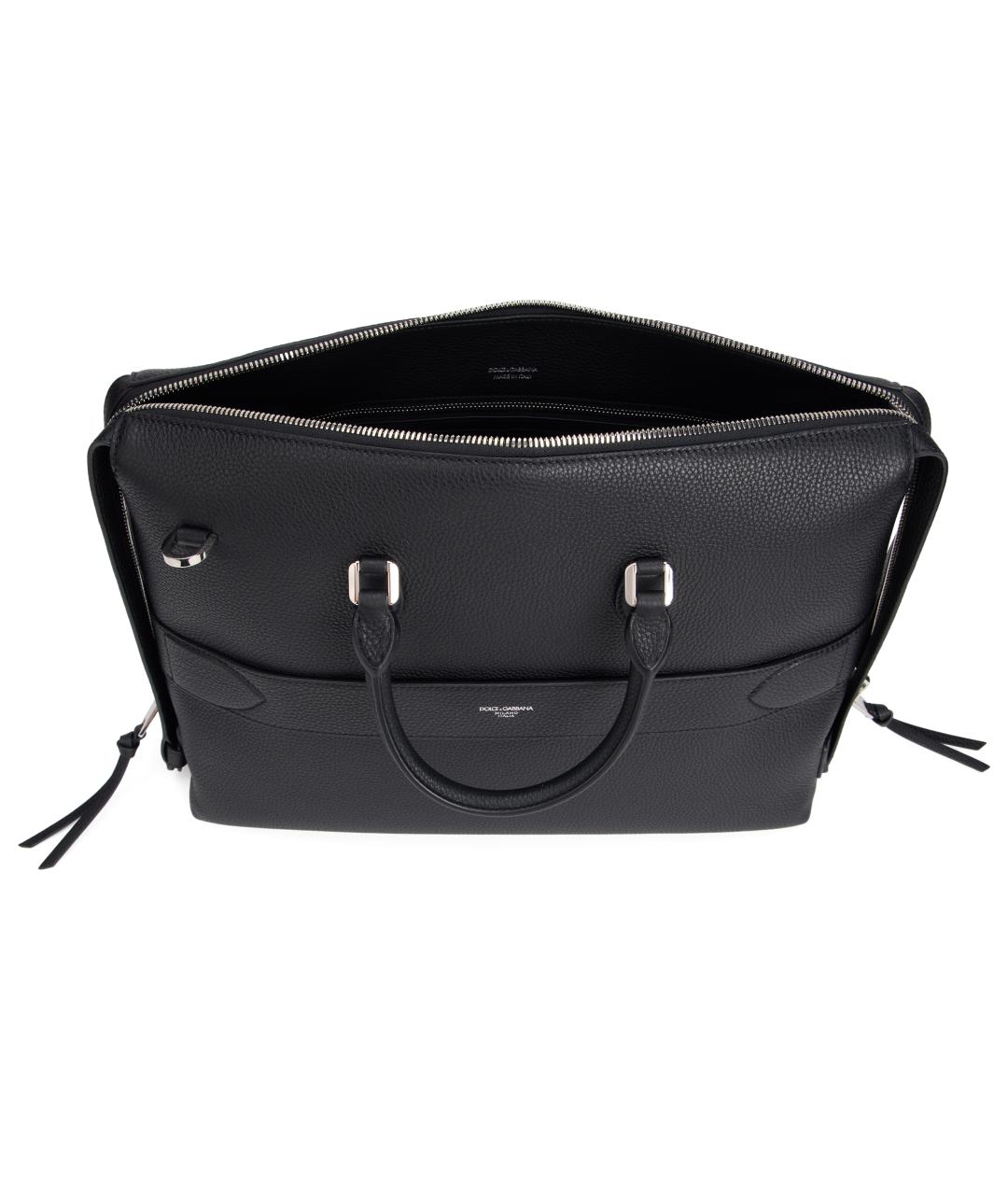 DOLCE&GABBANA Черный кожаный портфель, фото 4