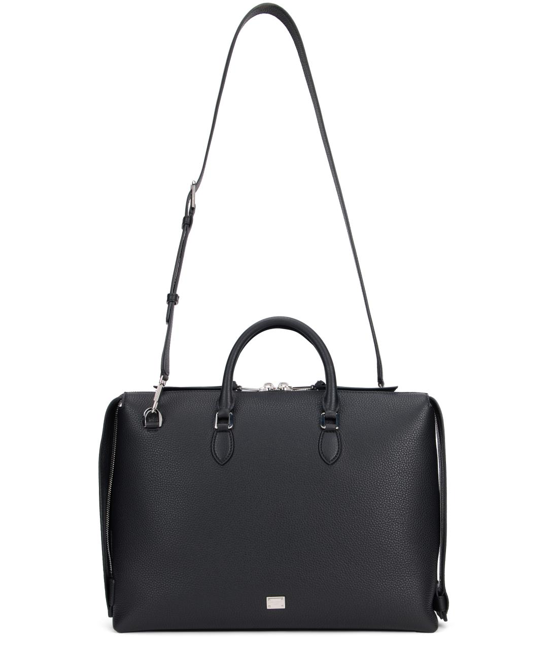 DOLCE&GABBANA Черный кожаный портфель, фото 3