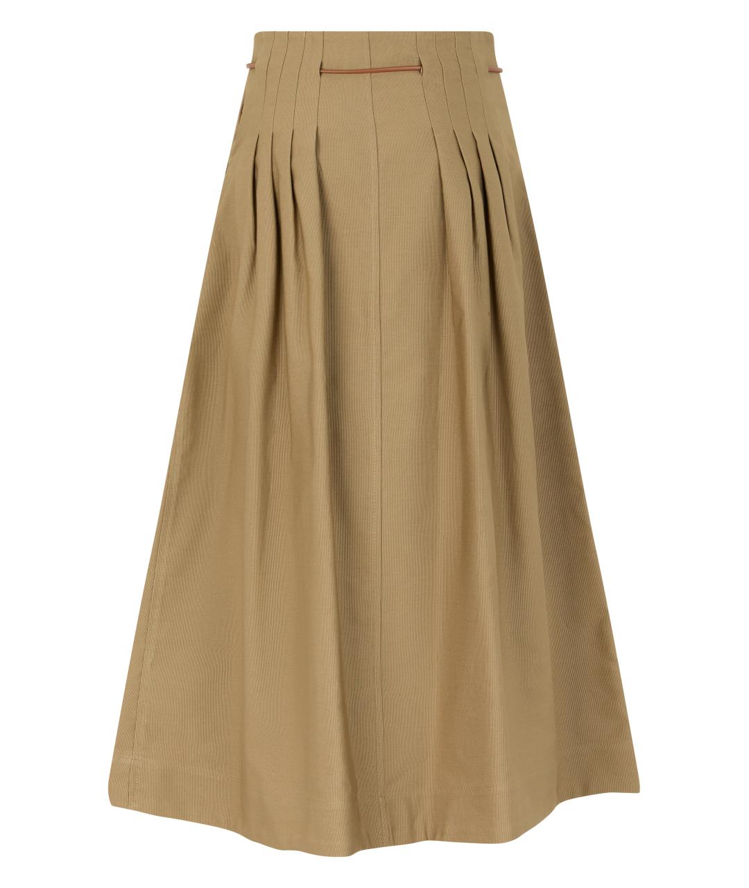 MAX MARA Бежевая хлопковая юбка миди, фото 2