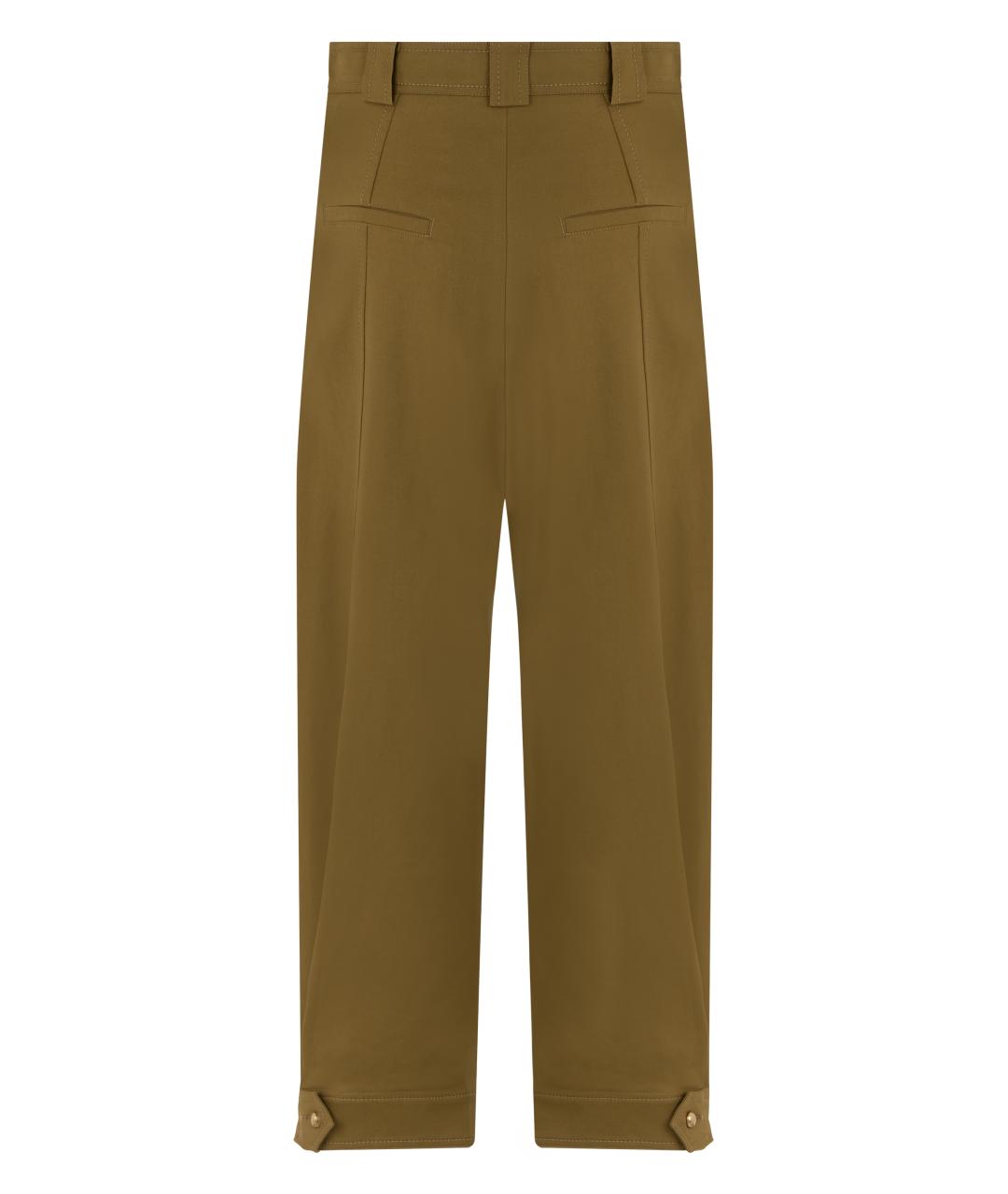 MAX MARA Хаки хлопковые прямые брюки, фото 2