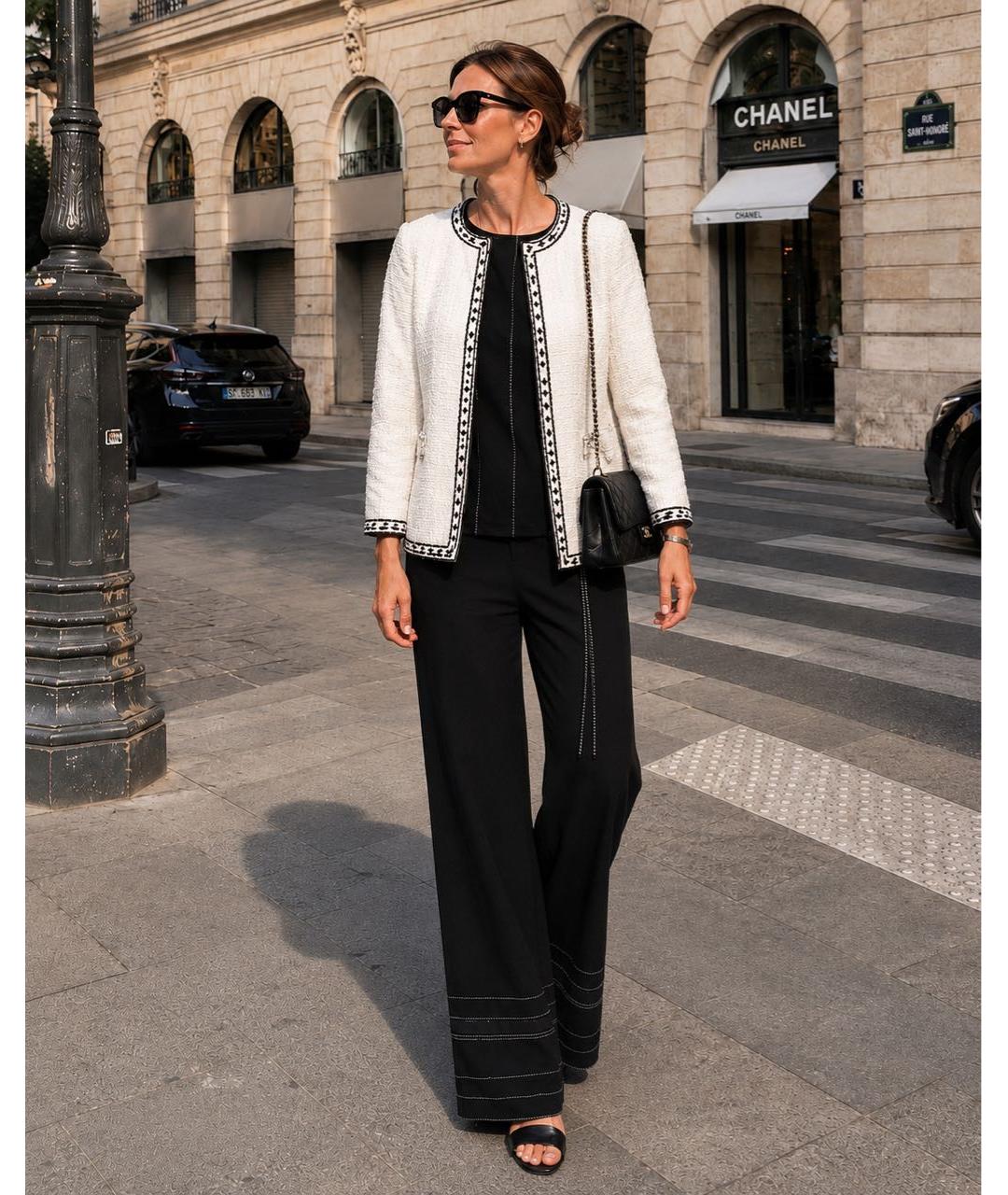 CHANEL Черный нейлоновый костюм с брюками, фото 6